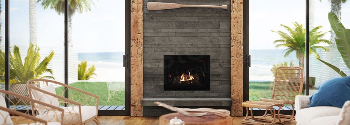 Linear Basalt Fireplace